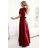 581-2 JENNIFER long dress with leg zliat, sleeve and neckline - burgundy color