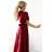 581-2 JENNIFER long dress with leg zliat, sleeve and neckline - burgundy color