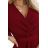 581-2 JENNIFER long dress with leg zliat, sleeve and neckline - burgundy color