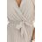 424-7 Chiffon pleated dress with neckline and ruffles - beige