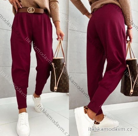 Tepláky elegantné s opaskom dámske nadrozmer (S/M/L ONE SIZE) TALIANSKA MÓDA IMD25512
