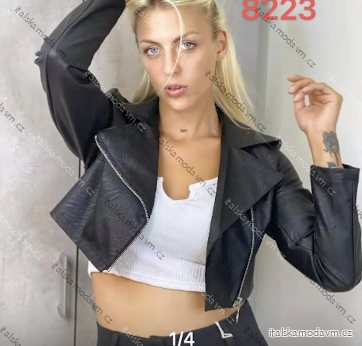 Bunda koženková dlhý rukáv dámska (S/M ONE SIZE) TALIANSKA MÓDA IMPDY251SSH8223