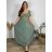 Šaty dlhé voľnočasové letné dámske nadrozmer (42/44/46 ONE SIZE) TALIANSKA MÓDA IM425140/DUR 44/46 zelená khaki