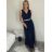 Šaty dlouhé společenské elegantní plesové dámské (S/M ONE SIZE) ITALSKÁ MÓDA IMM22Q52232/DR6 tmavě modrá