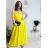 Šaty dlouhé letní saténové s páskem na ramínka dámské  (S/M ONE SIZE) ITALSKÁ MÓDA IMM22INFINITE/DUR -   žlutá -   S/M