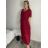 Šaty elegantní šifonové krátký rukáv dámské nadrozměr (44/46/48 ONE SIZE) ITALSKá MóDA IM425035/DUR 46/48 vínová