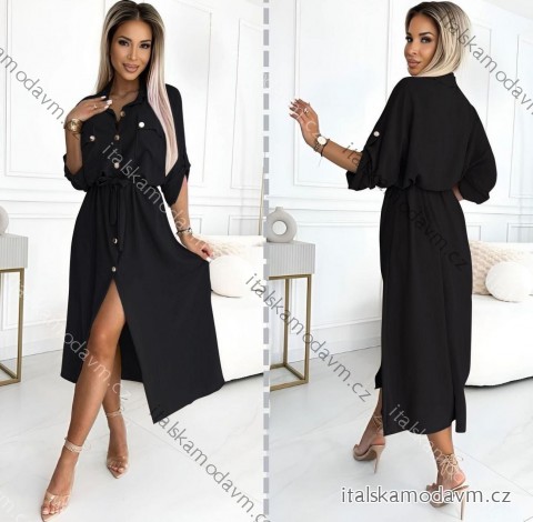 Šaty košeľové 3/4 dlhý rukáv dámske (XS/S/M ONE SIZE) TALIANSKA MÓDA IMD25030