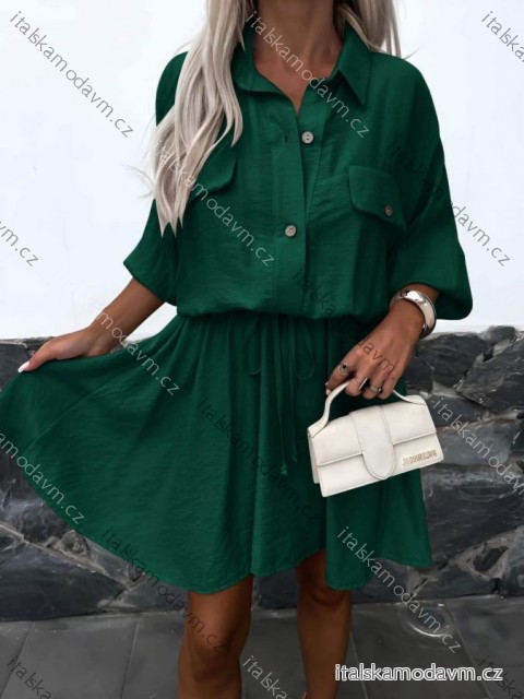 Šaty krátke košeľové 3/4 dlhý rukáv dámske (XS/S/M ONE SIZE) TALIANSKA MÓDA IMD25047