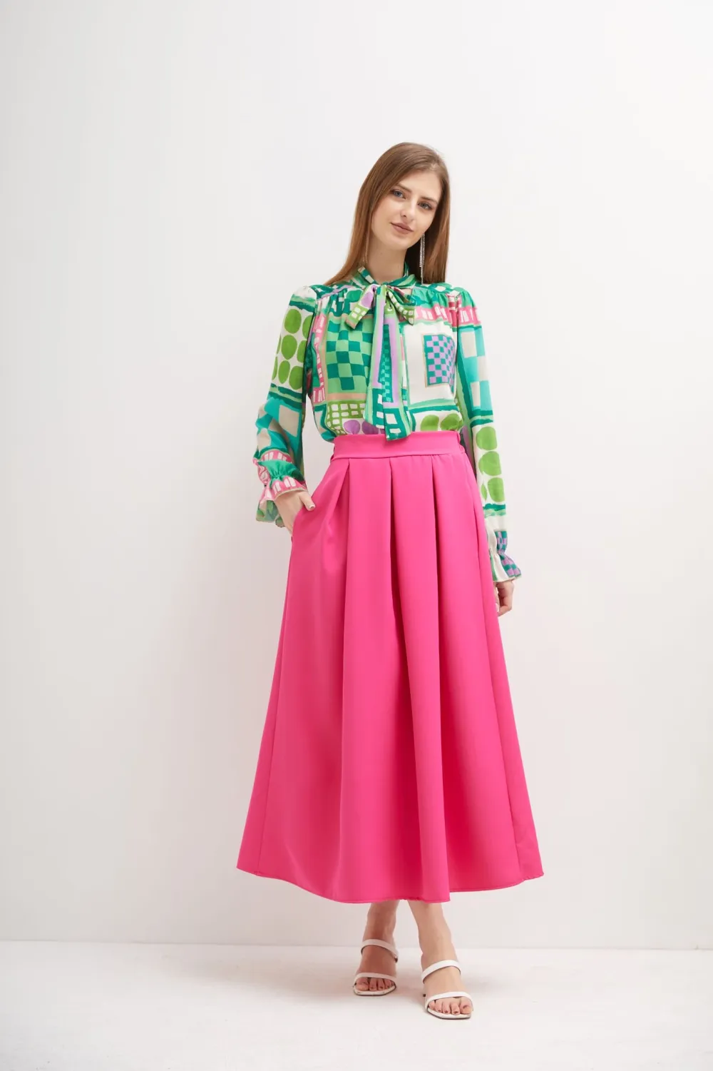 Sukně dlouhá skládaná dámská (S/M/L ONE SIZE) ITALSKÁ MÓDA IMPLI244971