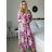 Šaty letní elegantní dlouhý rukáv dámské (S/M ONE SIZE) ITALSKÁ MÓDA IMD25LUCY/DUR S/M růžová fuchsiová