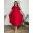 Šaty dlhé elegantní plisované krátky rukáv dámske nadrozmer (54/56/58 ONE SIZE) TALIANSKA MÓDA IM425AMOR/DR vínová 54/56/58