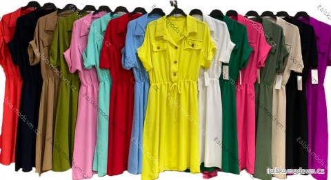 Šaty košeľové krátky rukáv dámske (S/M/L ONE SIZE) TALIANSKA MÓDA IMC25208