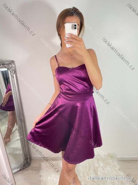 Šaty elegantné spoločenské na ramienka dámske Lolita (XS/S ONE SIZE) TALIANSKA MóDA IM322461/DUR XS/S fialová