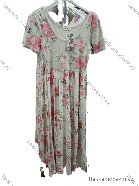 Šaty letní krátký rukáv dámské (S/M/L ONE SIZE) ITALSKÁ MÓDA IMSM25019
