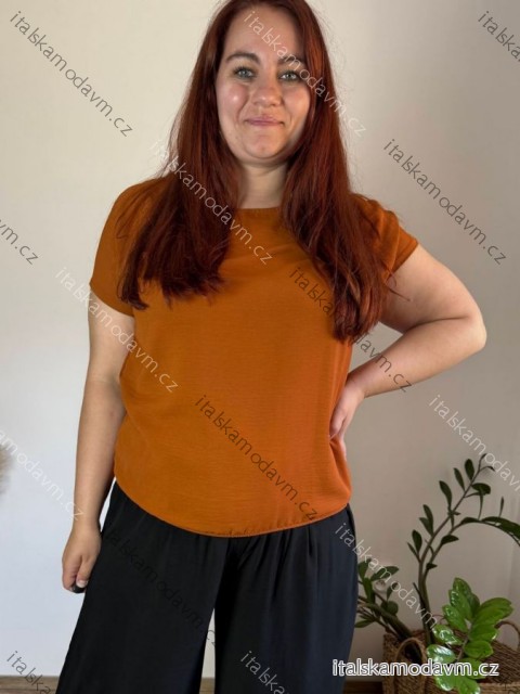 Tunika krátký rukáv dámská nadrozměr TAMARA (42/44/46 ONE SIZE) ITALSKÁ MÓDA IMC24057/DUR Oranžová 42/44/46