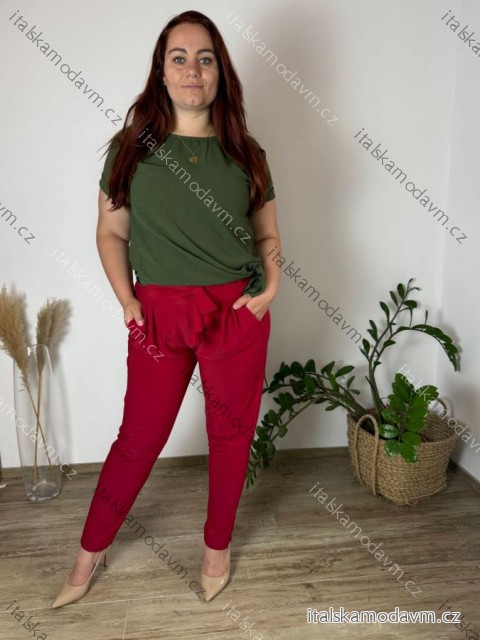 Tunika s príveskom krátky rukáv dámska nadrozmer (L/XL/2XL ONE SIZE) TALIANSKA MÓDA IMD23316/DU zelená khaki