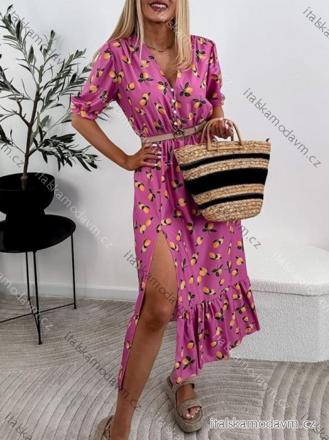 Šaty elegantní letní krátký rukáv dámské (XS/S/M ONE SIZE) ITALSKÁ MÓDA IMWGB25513