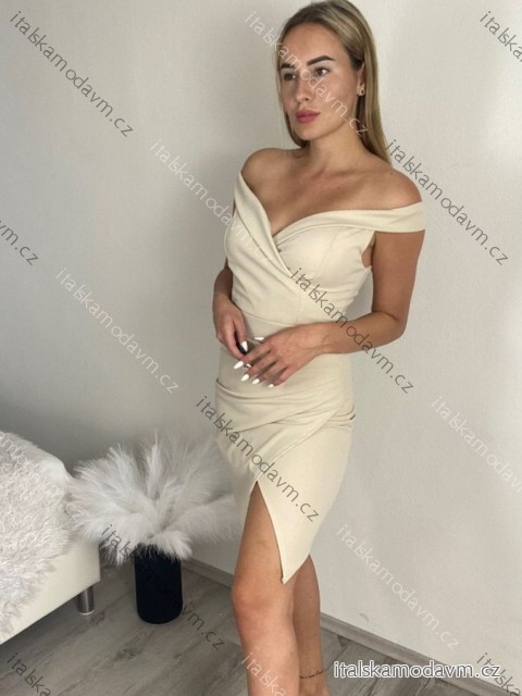 Šaty elegantné carmen krátké bez rukávov dámske Šarlot  (S/M ONE SIZE) TALIANSKA MóDA IM322308/DR