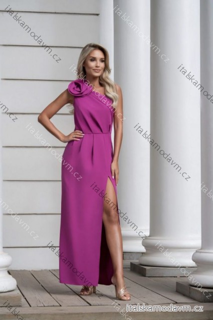 Šaty dlhé spoločenské elegantné bez rukávu dámske nadrozmer (36-44) POLSKÁ MÓDA PMLMC25HERMES4 ružová fuchsiová 40
