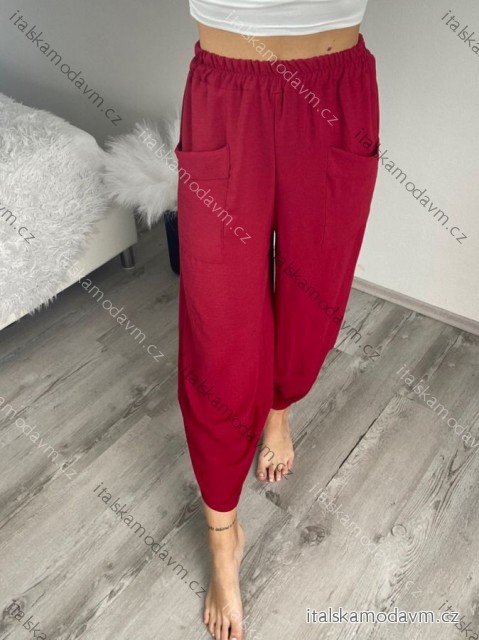 Nohavice letné dlhé oversize dámske ELENA (S/M/L ONE SIZE) TALIANSKA MÓDA IMD24130/DUR vínová S/M/L
