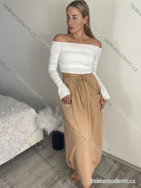 Sukně dlouhá s kapsami dámská PALOMA (S/M/L ONE SIZE) ITALSKÁ MÓDA IMD25054/DUR S/M/L béžová