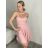 Šaty společenské krátké bez rukávu dámské (S/M ONE SIZE) ITALSKÁ MÓDA IM3236287/DU S/M vínová