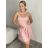 Šaty společenské krátké bez rukávu dámské Oriana (S/M ONE SIZE) ITALSKÁ MÓDA IM3236287/DU -   starorůžová,   S/M
