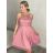 Šaty společenské krátké bez rukávu dámské Oriana (S/M ONE SIZE) ITALSKÁ MÓDA IM3236287/DU -   tmavě starorůžová,   S/M
