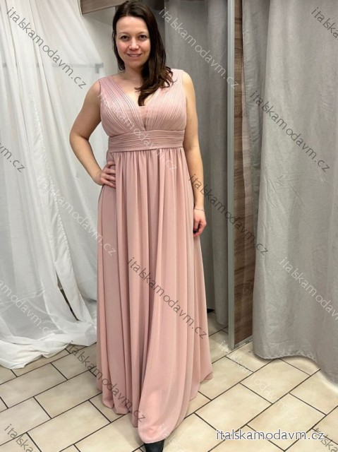 Šaty letné dlhé elegantné bez rukávov dámske (42/44/46 ONE SIZE) TALIANSKA MÓDA IMPSH2480566A/DUR 44/46 růžová světlá