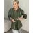 Bunda s kapucí dámské nadrozměr (40/42/44 ONE SIZE) ITALSKÁ MÓDA IM425BARI/DR 40/42 zelená khaki