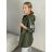 Bunda s kapucí dámské nadrozměr (40/42/44 ONE SIZE) ITALSKÁ MÓDA IM425BARI/DR 40/42 zelená khaki