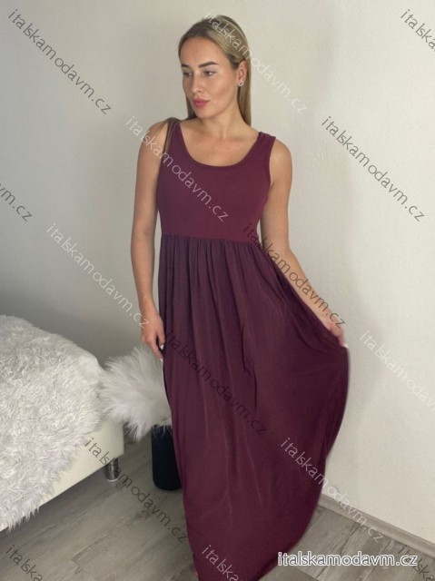 Šaty  letní bez rukávu dámské Bella (S/M/L ONE SIZE) ITALSKÁ MÓDA IMSM25BELLA/DUR vínová S/M