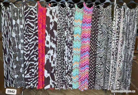 Šaty dlhé icecool crowprint a leopardie bez rukávov dámske (S/M/L ONE SIZE) TALIANSKA MÓDA IMM25M2942