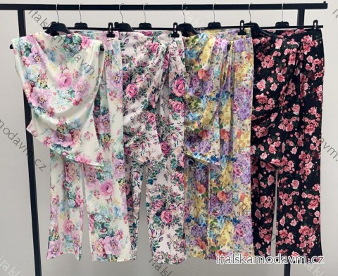 Souprava top bez rukávu a kalhoty dlouhé květované dámské (XS/S/M ONE SIZE) IMM25M40305M40703