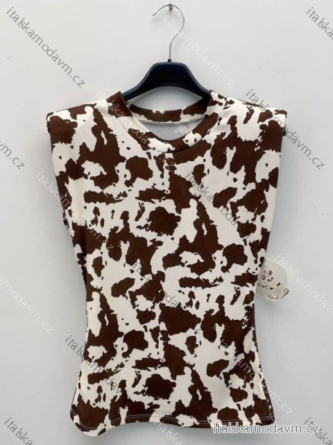 Tričko top bez rukávu cowprint dámské (XS/S/M ONE SIZE) ITALSKÁ MÓDA IMM25M40800