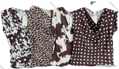 Tričko crowprint, leopardí a puntík krátký rukáv dámské (XS/S/M ONE SIZE) ITALSKÁ MÓDA IMM25M4415