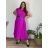 Šaty dlhé oversize elegantní plisované krátky rukáv dámske nadrozmer EMILIA (42/44/46 ONE SIZE) TALIANSKA MÓDA IM425EMILIA/DUR  středně růžová 42/44/46