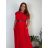 Šaty dlhé oversize elegantní plisované krátky rukáv dámske nadrozmer EMILIA (42/44/46 ONE SIZE) TALIANSKA MÓDA IM425EMILIA/DUR  středně růžová 42/44/46