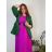 Šaty dlhé oversize elegantní plisované krátky rukáv dámske nadrozmer EMILIA (42/44/46 ONE SIZE) TALIANSKA MÓDA IM425EMILIA/DUR  středně růžová 42/44/46