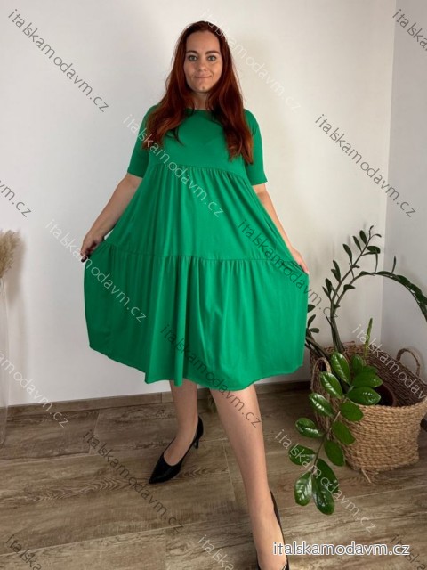 Šaty letní krátký rukáv dámské nadrozměr LATINA (50/52/54 ONE SIZE) ITALSKÁ MÓDA IMC25LATINA