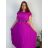 Šaty dlhé oversize elegantní plisované krátky rukáv dámske nadrozmer EMILIA (42/44/46 ONE SIZE) TALIANSKA MÓDA IM425EMILIA