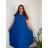 Šaty dlhé oversize elegantní plisované krátky rukáv dámske nadrozmer EMILIA (42/44/46 ONE SIZE) TALIANSKA MÓDA IM425EMILIA