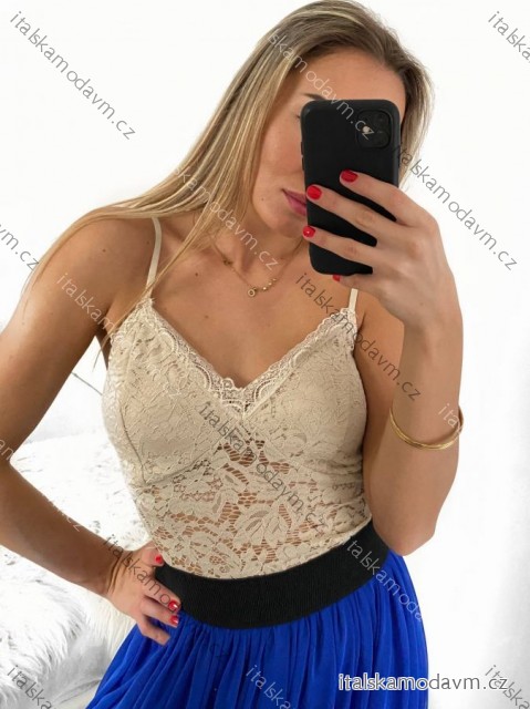 Body tielko elegantné čipkované dámske (S / M ONE SIZE) TALIANSKÁ MÓDA IMM22291/DUR S/M staroružová