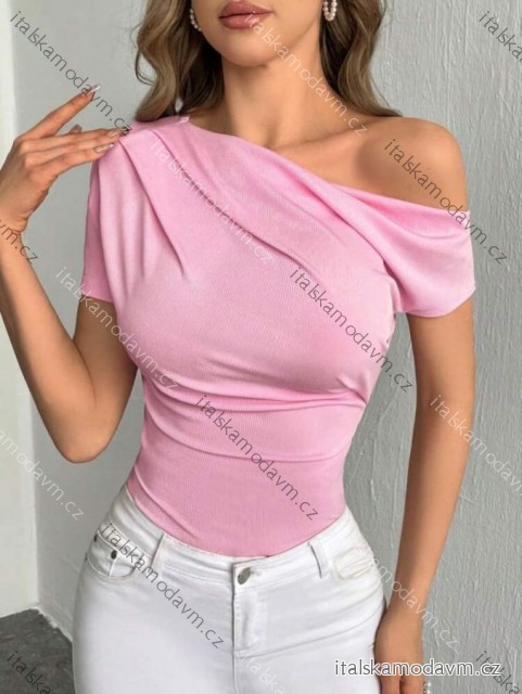 Tričko riadok krátky rukáv dámske (XS/S/M ONE SIZE) TALIANSKA MÓDA IMM25M21327