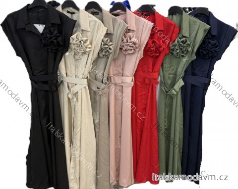 Šaty košeľové letné s opaskom krátky rukáv dámske (XS/S/M ONE SIZE) TALIANSKA MÓDA IMM25M12272