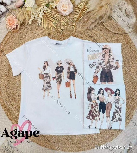 Tričko krátky rukáv dámske (XS/S/M ONE SIZE) TALIANSKA MÓDA IMM25C100