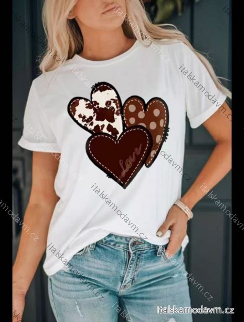 Tričko crowprint krátký rukáv dámské (XS/S/M ONE SIZE) ITALSKÁ MÓDA IMM25M2415A