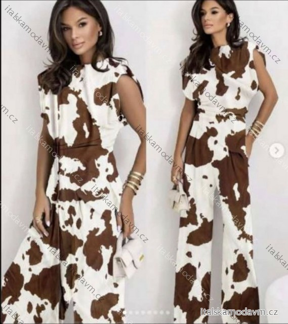 Souprava top bez rukávu a kalhoty dlouhé cowprint dámské (XS/S/M ONE SIZE) IMM25M40305