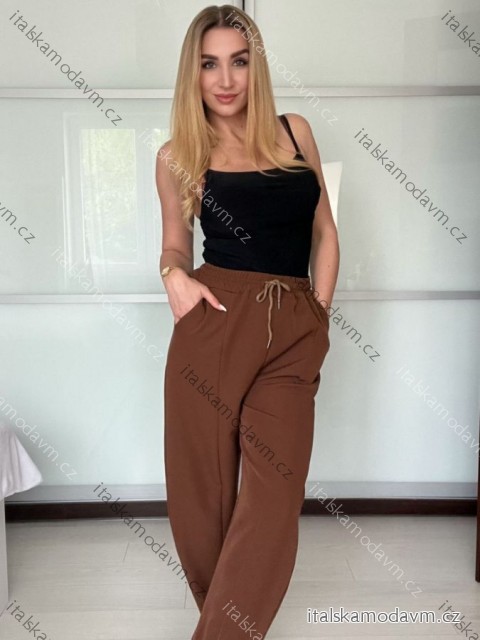 Kalhoty dlouhé dámské (S/M ONE SIZE) ITALSKÁ MÓDA IMPVN25428/DU -   hnědá čokoládová -   S/M