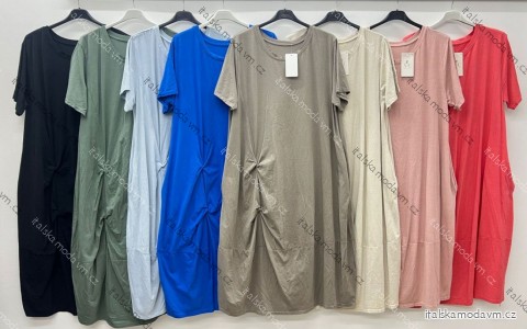 Šaty dlhé voľnočasové letné oversize krátky rukáv dámske nadrozmer (52/54/56 ONE SIZE) TALIANSKA MÓDA IM425284